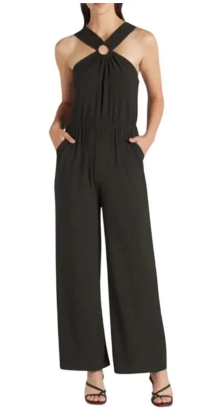 Kaileigh Black Ring Halter Wide Leg Jumpsuit Size Small NWT